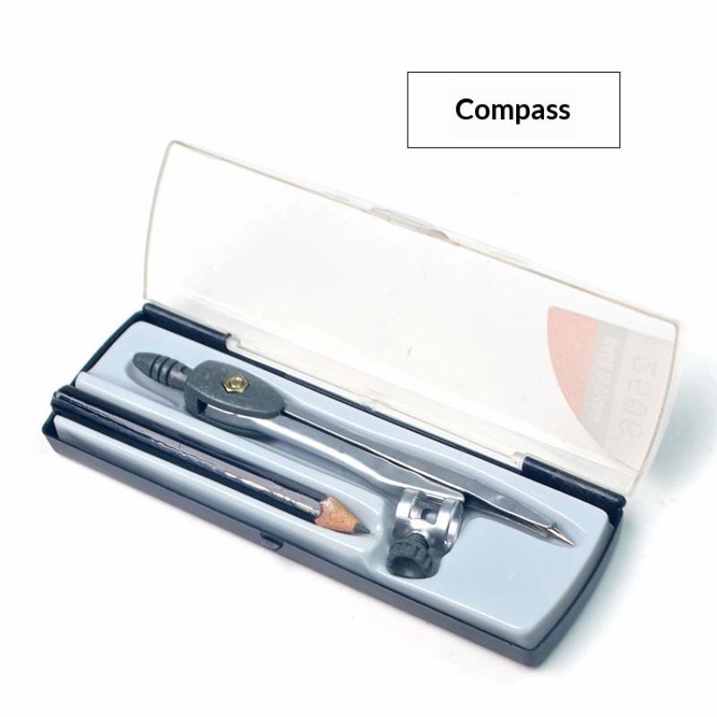 Math Geometry Set With Compass - ชุดวงเวียนล็อคโลหะแบบพกพา เครื่องมือวาดวงกลม รองรับปากกาขนาดไม่เกิน 0.39 นิ้ว สำหรับใช้ในบทเรียนคณิตศาสตร์และเรขาคณิตในโรงเรียน