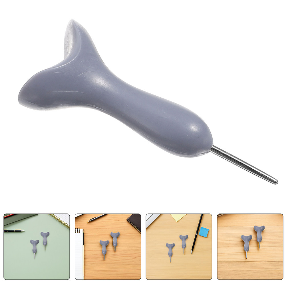 Writing Tools - ปากกาเขียนอักษรเบรลล์ 2 ชิ้น สีเทา รูปทรงอานม้า พกพาสะดวก
