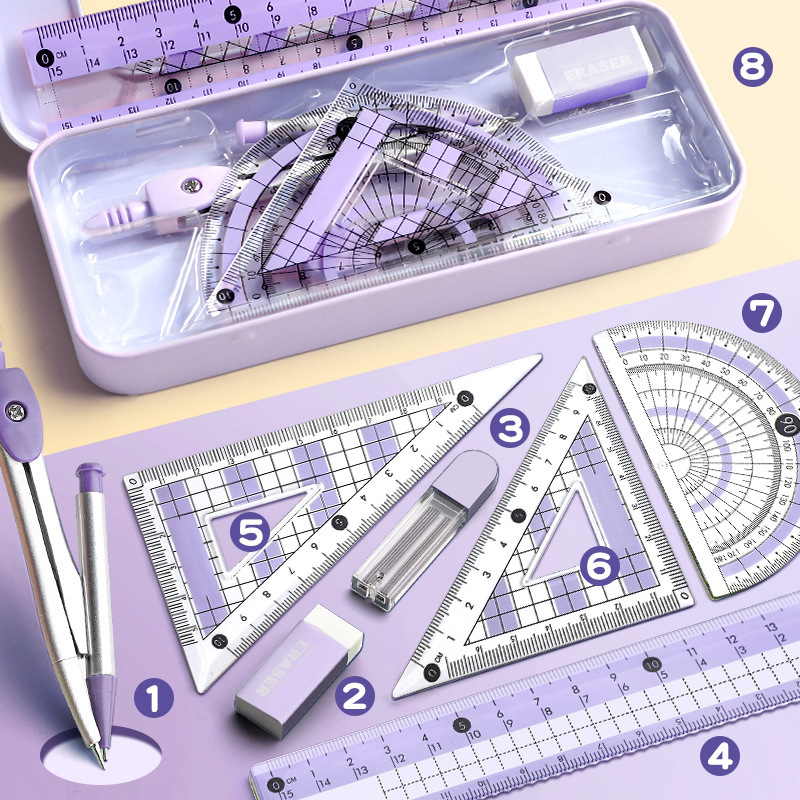 ชุดอุปกรณ์เรขาคณิต 8 ชิ้น สำหร - Math Geometry Set With Compass บทวิจารณ์และราคา